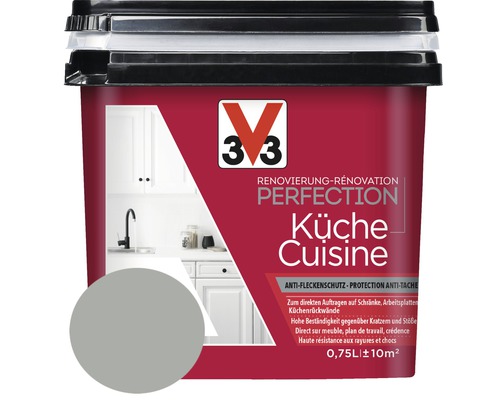Renovierung V33 Perfection Küche inoxgrau 750 ml V33 Küchenfarbe für die Renovierung, 0,75 Liter Dose
