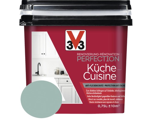Renovierung V33 Perfection Küche achatgrün 750 ml Eimer Küchenfarbe der Marke V33 mit 0,75 Liter Inhalt