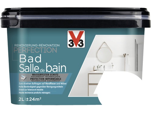 Rénovation Perfection salle de bains blanc 2 l Pot de peinture pour salle de bain avec protection imperméable pour carrelage et meubles