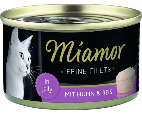 Nourriture pour chats Miamor poulet et riz 100 g Mi Amor nourriture pour chat filets fins au poulet et au riz en gelée, boîte