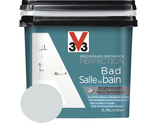 Rénovation Perfection salle de bains gris 750 ml V33 Rénovation Perfection salle de bain, résistante à l''eau, 0,75 litre