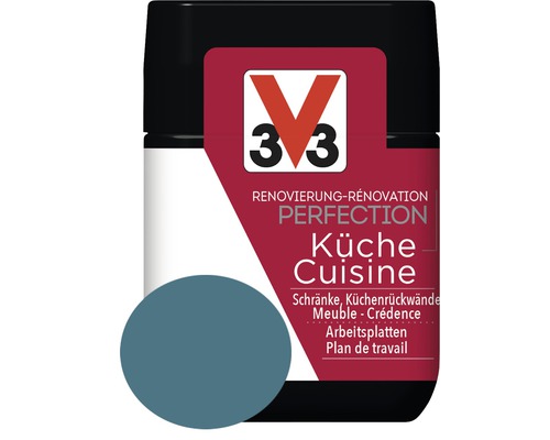 Renovierung V33 Perfection Küche petrol 75 ml V33 Küchenfarbe zur Renovierung von Schränken, Küchenrückwänden und Arbeitsplatten