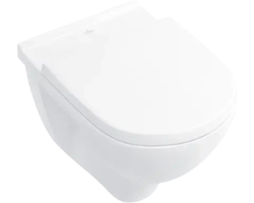 Villeroy & Boch Wand-WC Set O.novo Tiefspüler mit Spülrand weiss glänzend mit WC-Sitz 5660H101