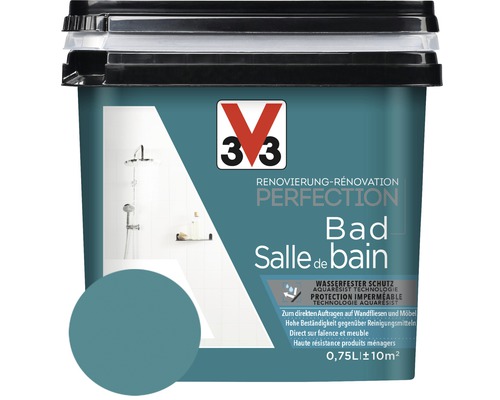 Rénovation Perfection salle de bains bleu 750 ml Seau de peinture pour salle de bains pour carrelage et mobilier