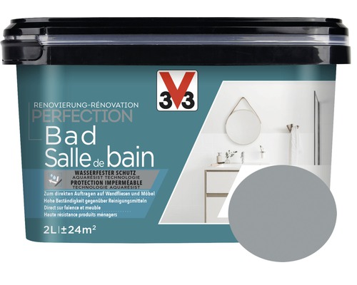 Rénovation Perfection salle de bains gris 2 l Peinture pour salle de bain et meubles, 2 litres, protection imperméable