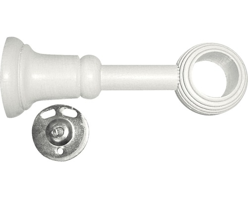 Support 1 branche pour Laque Blanc blanc Ø 28 mm 8 - 13 cm de longueur 1 pce Support de tringle à rideaux en bois avec plaque de montage