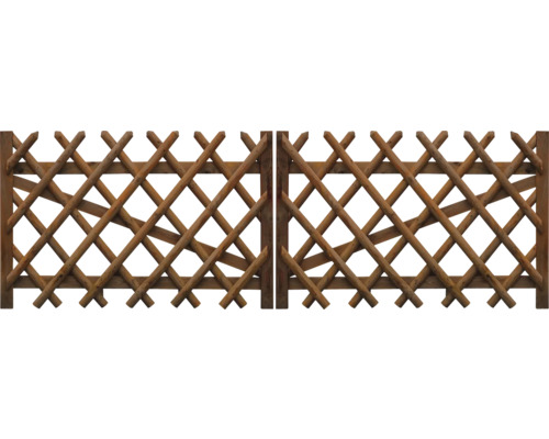 Portail double, clôture croisée 300x59 cm, traitée en autoclave par imprégnation Clôture en bois avec des lattes croisées