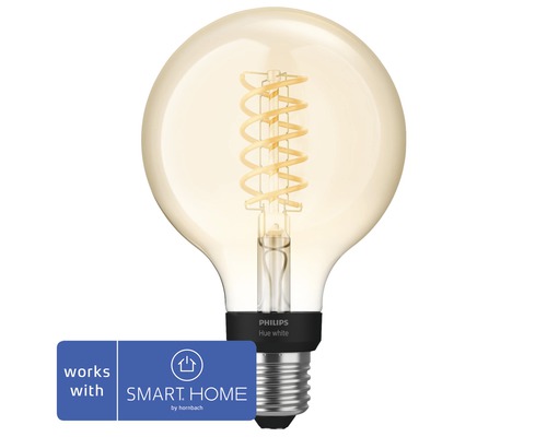 Philips hue LED Lampe Filament White dimmbar klar E27/7W(50W) 550 lm 2100 Licht warmweiss G93 - Kompatibel mit SMART HOME by hornbach