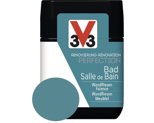 Renovierung V33 Perfection Bad blau 75 ml V33 Renovierungs Perfection Bad Farbe für Wandfliesen und Möbel