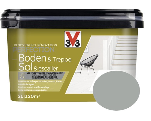 Rénovation V33 Perfection sols et escaliers titane 2 l Pot de peinture pour sols et escaliers 2 litres