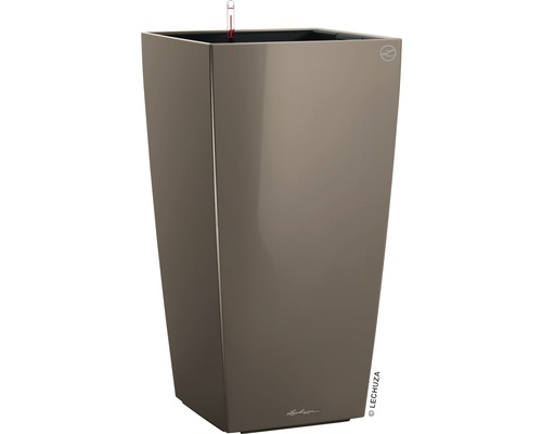 Pflanzvase Lechuza Cubico 30 Komplettset H 56 cm taupe inkl. Erdbewässerungsystem Pflanzeinsatz Substrat Wasserstandsanzeiger