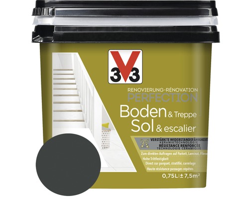 Rénovation V33 Perfection sols et escaliers asphalte 750 ml V33 peinture de rénovation pour sol et escalier, 0,75 litre