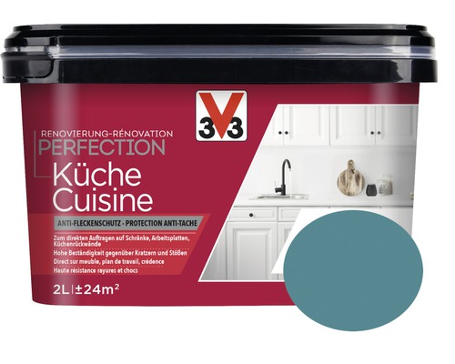Renovierung V33 Perfection Küche lagunenblau 2 l Farbe Küche Cuisine Perfection, geeignet für Schränke und Arbeitsplatten, 2 Liter