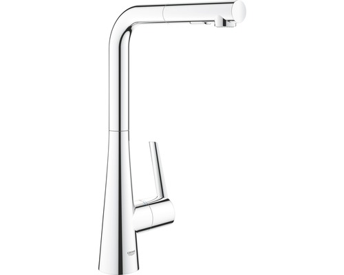 Küchenarmatur mit hohem Auslauf und herausziehbarer Spülbrause