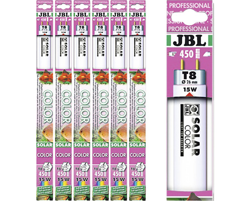 JBL Solar Color T8 Leuchtstoffröhre, 15 Watt, 450 Millimeter, Set mit sechs Stück