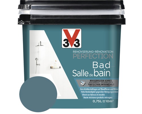 Rénovation Perfection salle de bains bleu 750 ml V33 Rénovation Perfection Salle de bain, pot de 0,75 litre