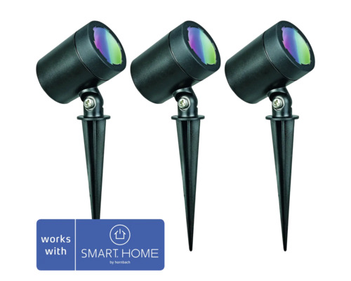 Lot de 3 spots de jardin à LED MÜLLER LICHT tint 3x13W 3x540 lm 1800- 6500 K + RVB - compatible avec SMART HOME by hornbach Lot de 3 spots de jardin à LED MÜLLER LICHT tint 3x13W 3x540 lm 1800- 6500 K + RVB - compatible avec SMART HOME by hornbach