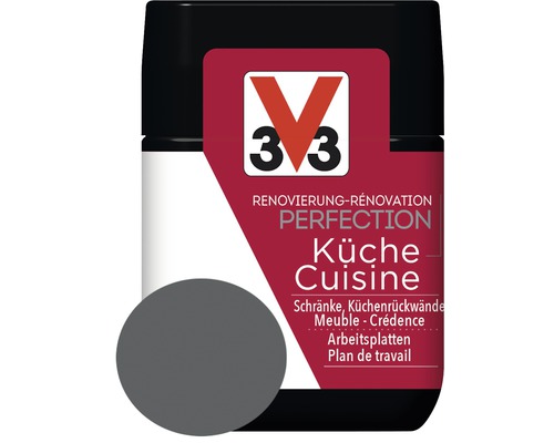 Rénovation Perfection cuisine anthracite 75 ml V33 Rénovation Perfection peinture cuisine pour armoires, crédences et plans de travail