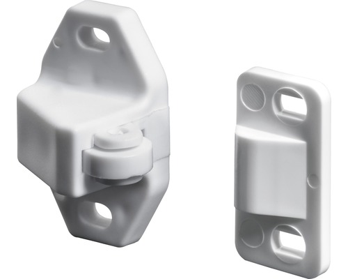 Rollfix Möbelschnäpper weiss 19x35x27 mm, 10 Stück Kunststoff-Schnäpper mit Gegenstück zur Türverriegelung