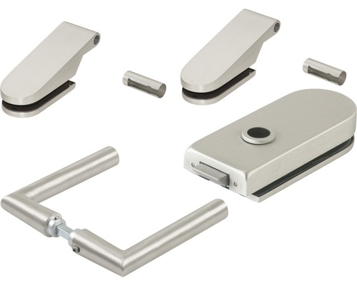 Set de ferrures pour porte en verre avec poignée de porte et serrure