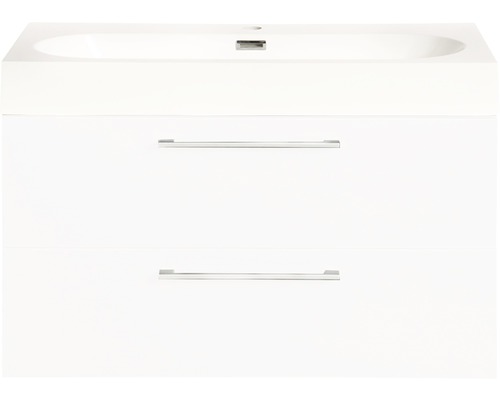 Lavabo avec armoire Differnz SOMERO lxhxp 60x57x38 cm couleur de la façade blanc haute brillance 36.104.82