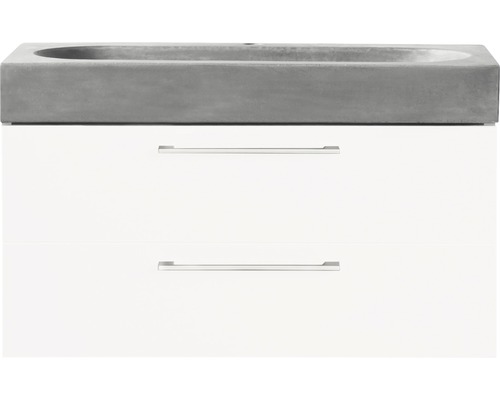 Ensemble de meubles de salle de bains Somero haute brillance blanc/lavabo béton 80x57 cm