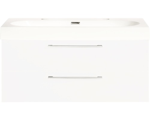 Waschbecken mit Unterschrank Differnz SOMERO BxHxT 100x57x38 cm Frontfarbe weiss hochglanz 36.104.86