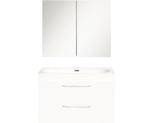 Ensemble de meubles de salle de bains Somero haute brillance blanc 60x57 cm avec armoire à glace
