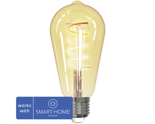 Ampoule LED tint à intensité lumineuse variable ST64 E27/5,5W(34W) 380 lm rétro gold 1800- 6500 K blanc chaud, blanc lumière du jour, compatible avec SMART HOME by hornbach