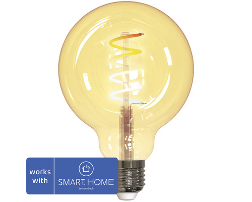 Ampoule sphérique à LED tint à intensité lumineuse variable G95 E27/5,5W(34W) 380 lm rétro gold 1800- 6500 K blanc chaud, blanc lumière du jour, compatible avec SMART HOME by hornbach