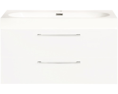 Waschbecken mit Unterschrank Differnz SOMERO BxHxT 80x57x38 cm Frontfarbe weiss hochglanz 36.104.84