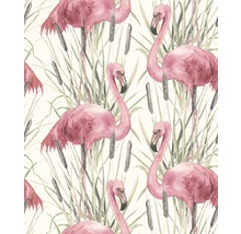 Tapete mit Flamingo und Rohrkolben Motiv