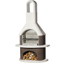 Cheminée de barbecue maçonnée avec bûches