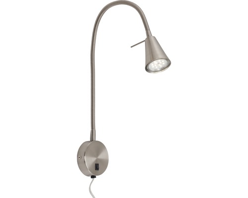 Lampe de chevet LED 4W 400 lm 3000 K avec bras flexible h 45 cm mat/nickel