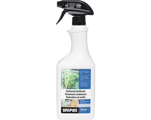Wepos Nettoyant anti-moisissures sans chlore 750 ml Wepos anti-moisissures, flacon de 750 ml
