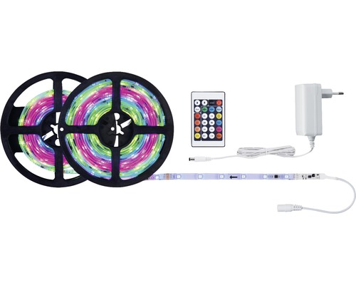 Ruban LED avec télécommande et adaptateur secteur, sur bobines