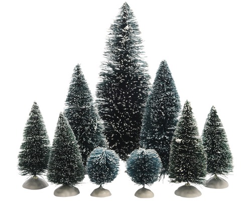 Objet de décoration sapin de Noël en plastique vert 9 pièces