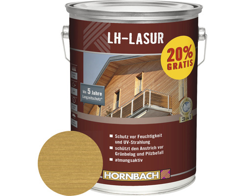 Pot de peinture LH-Lasur avec protection longue durée et logo Hornbach