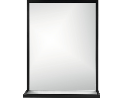 Miroir à cadre avec tablette Cordia BRW SHELF LINE LxHxP 45x65x18 cm noir