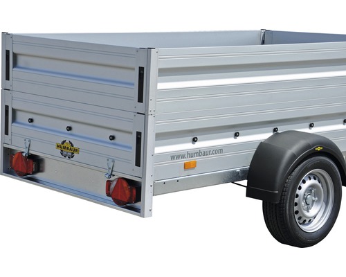 Rehausse de ridelle Humbaur aluminium pour Alumaster Basic 2510x1310x350 mm Vue détaillée d''une remorque Humbaur avec paroi latérale