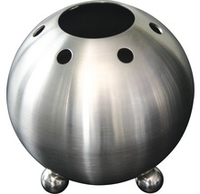 Runder Edelstahl-Aschenbecher mit mehreren Öffnungen und Füßen