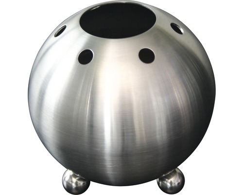 Runder Edelstahl-Aschenbecher mit mehreren Öffnungen und Füßen