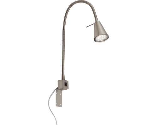 Lampe de chevet LED 4W 400 lm 3000 K avec bras flexible h 40 cm mat/nickel Lampe à pince LED flexible avec interrupteur