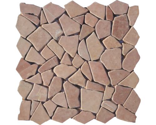 Polygonales Marmor-Natursteinmosaik Rosso Verona 30,5x30,5 cm