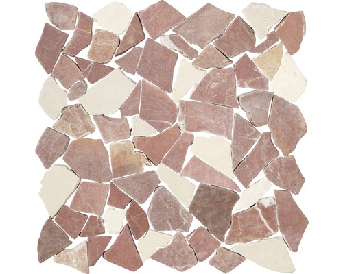 Polygonales Marmor-Natursteinmosaik Biancone & Rosso Verona 30,5x30,5 cm