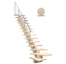 Escalier avec rampe en métal, marches en bois dans le ton Sioux White