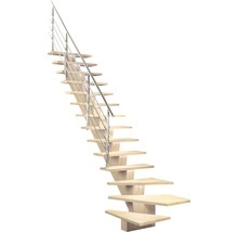 Escalier en bois avec rampe en acier inoxydable