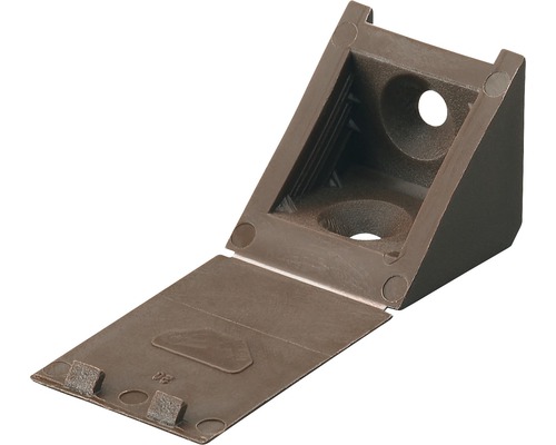Raccord d'angle universel, brun 23x23x23 mm, 20 unités Raccord d''angle en plastique avec rabat