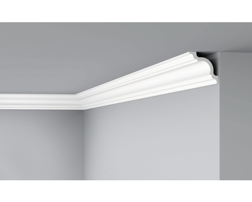 Kit de moulures de plafond «Roomkit» D10, kit composé de 24 m de moulures + colle Corniche décorative blanche sur mur et plafond