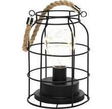 Lampe décorative avec cadre en métal noir et poignée en corde